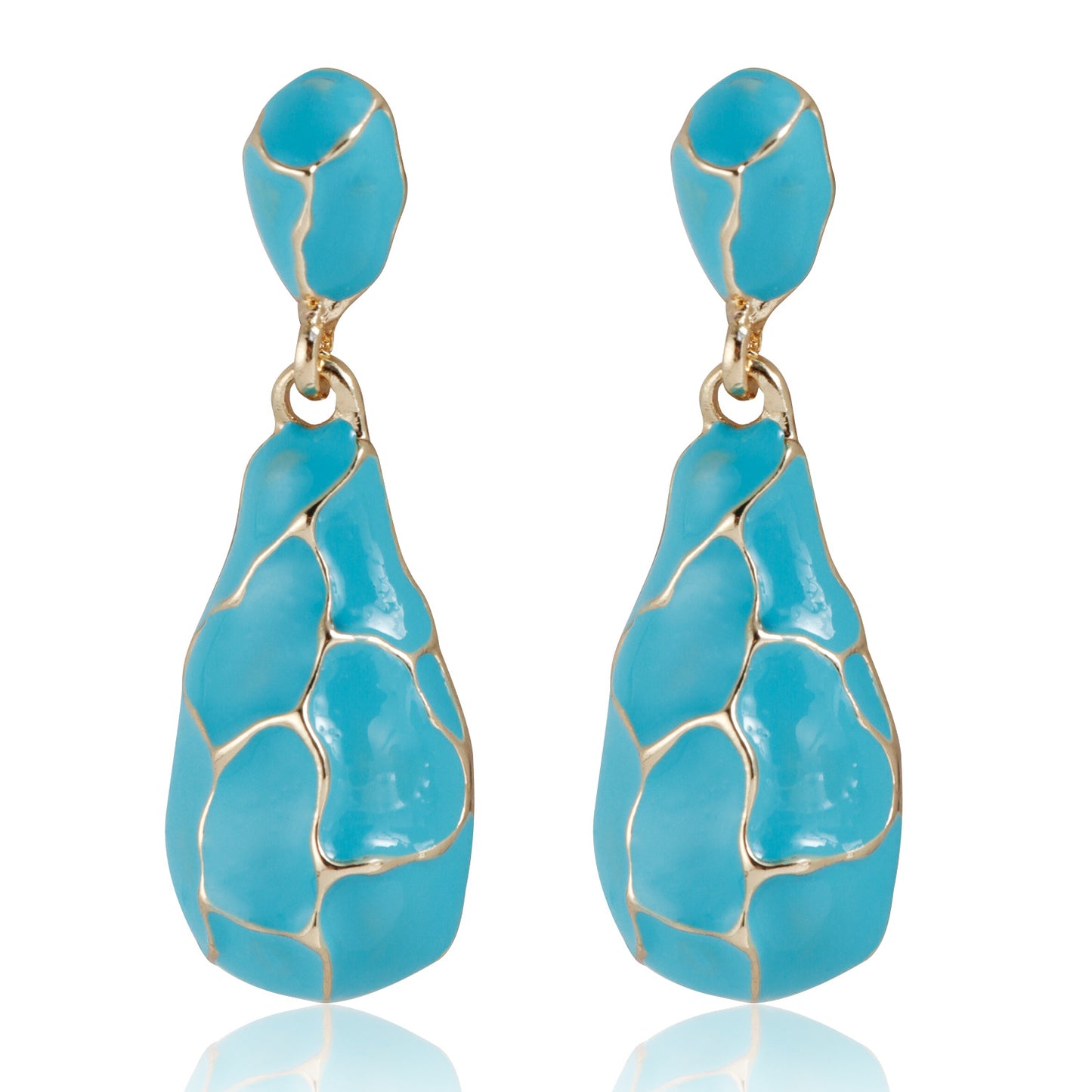 Pendientes colgantes geométricos de estilo francés vintage para mujer con acabado chapado y patrón inspirado en la naturaleza