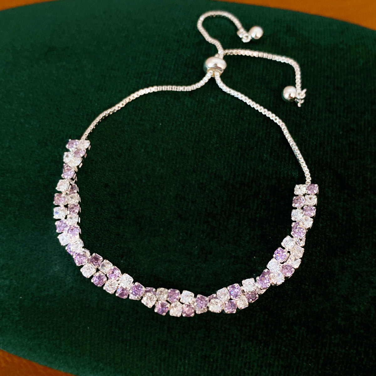 Elegant Geometric Brass Bracelet with Cubic Zirconia Inlay for Women