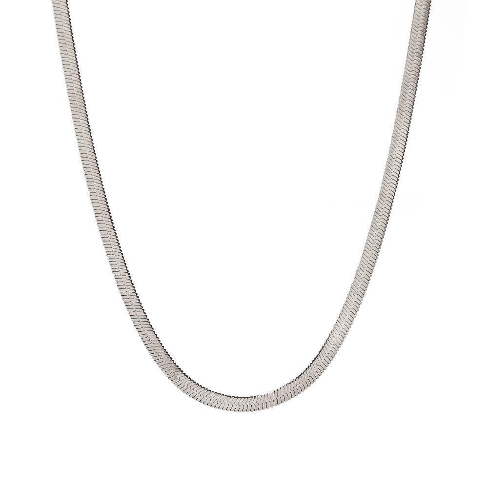 Minimalist Geometric Titanium Steel Plated Snake Chain Necklace for Women