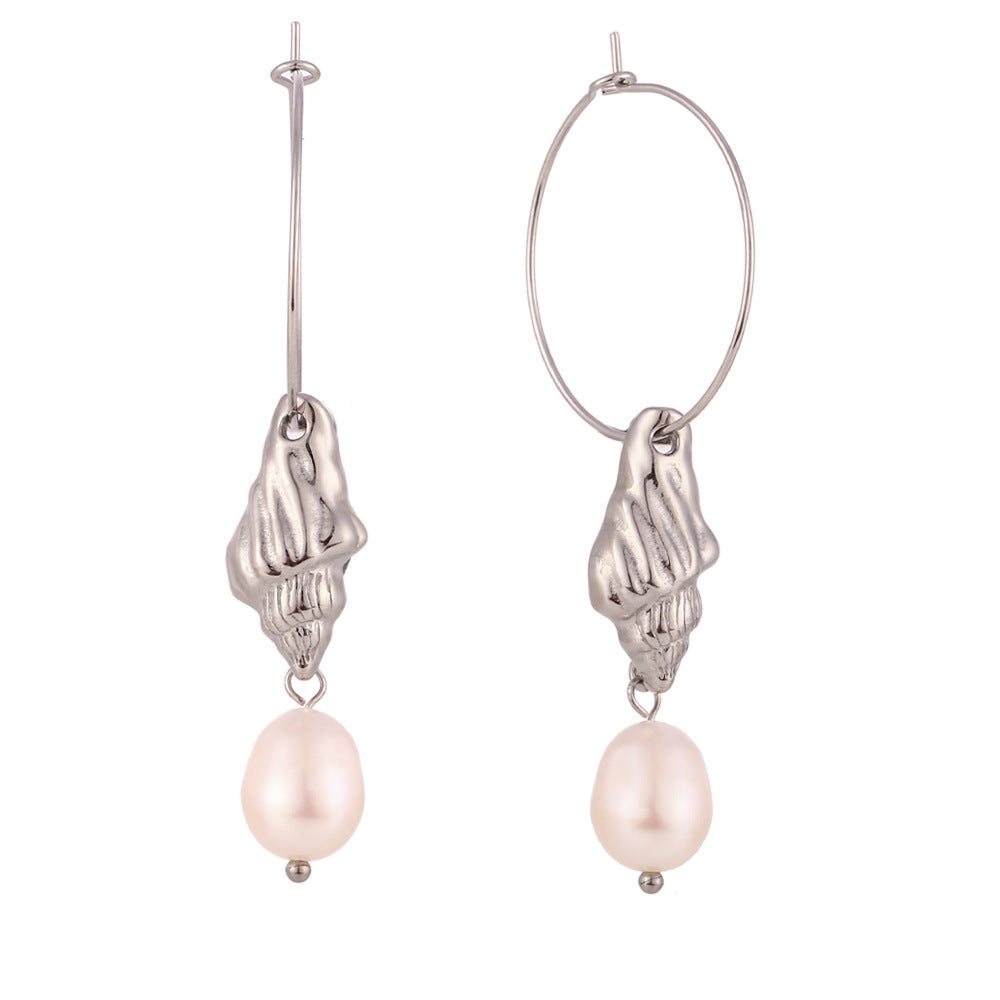 Vintage Geometric Stainless Steel Earrings with 18K Gold Plating for Women