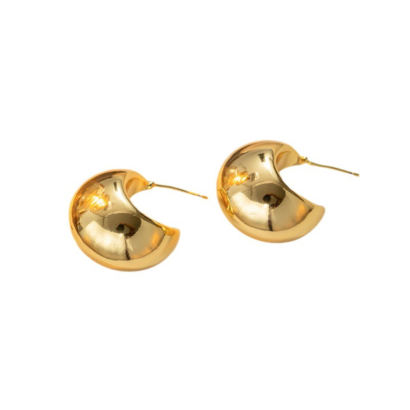 Pendientes de Aro Minimalistas Geométricos de Acero Titanio con Baño de Oro Hipoalergénicos Resistentes al Deslustre para Mujer