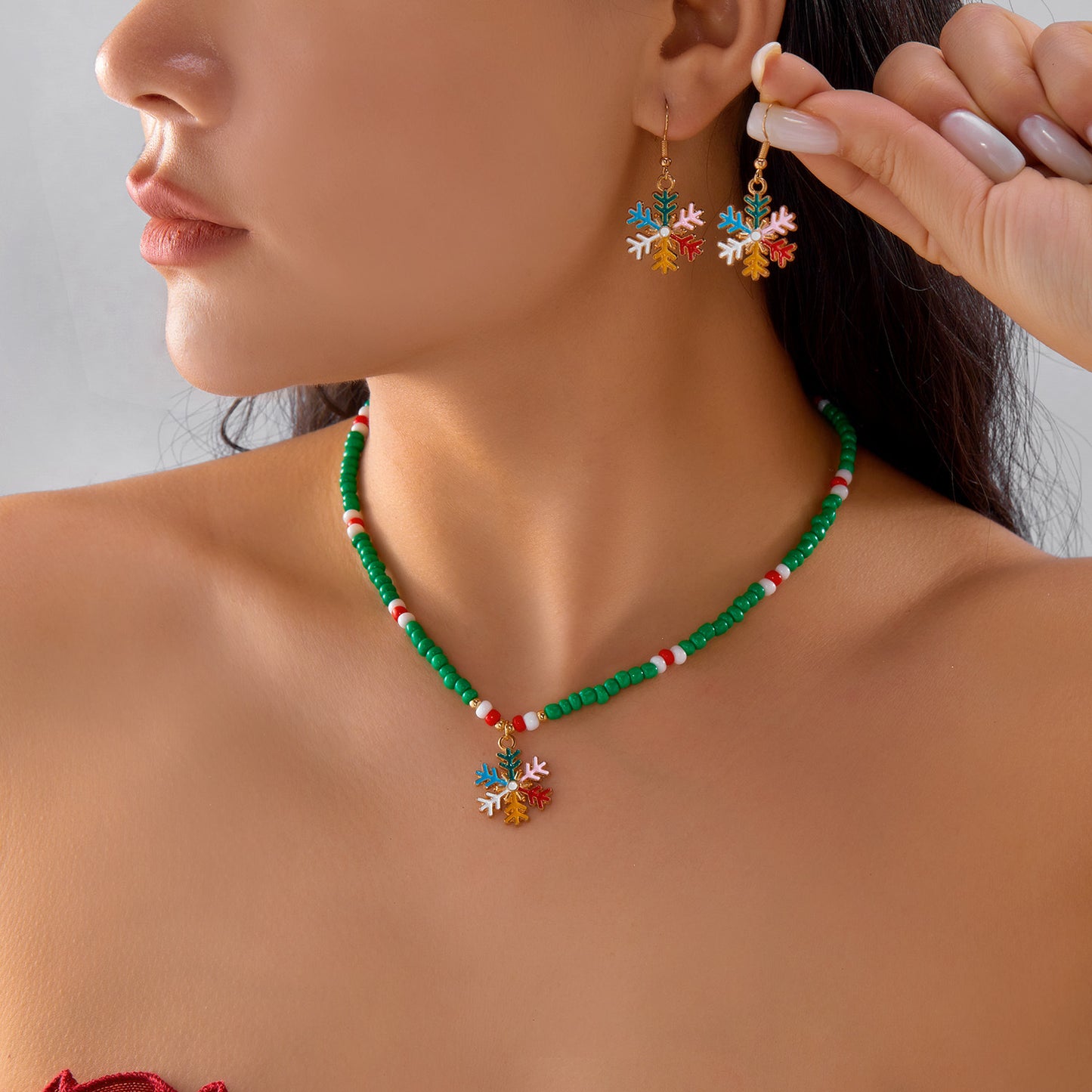 Conjunto de Collar con Colgante de Copo de Nieve y Muñeco de Nieve con Temática Navideña, con Dije de Corazón, Joyería de Aleación de Zinc para Mujeres y Hombres, Accesorio Festivo Hecho a Mano