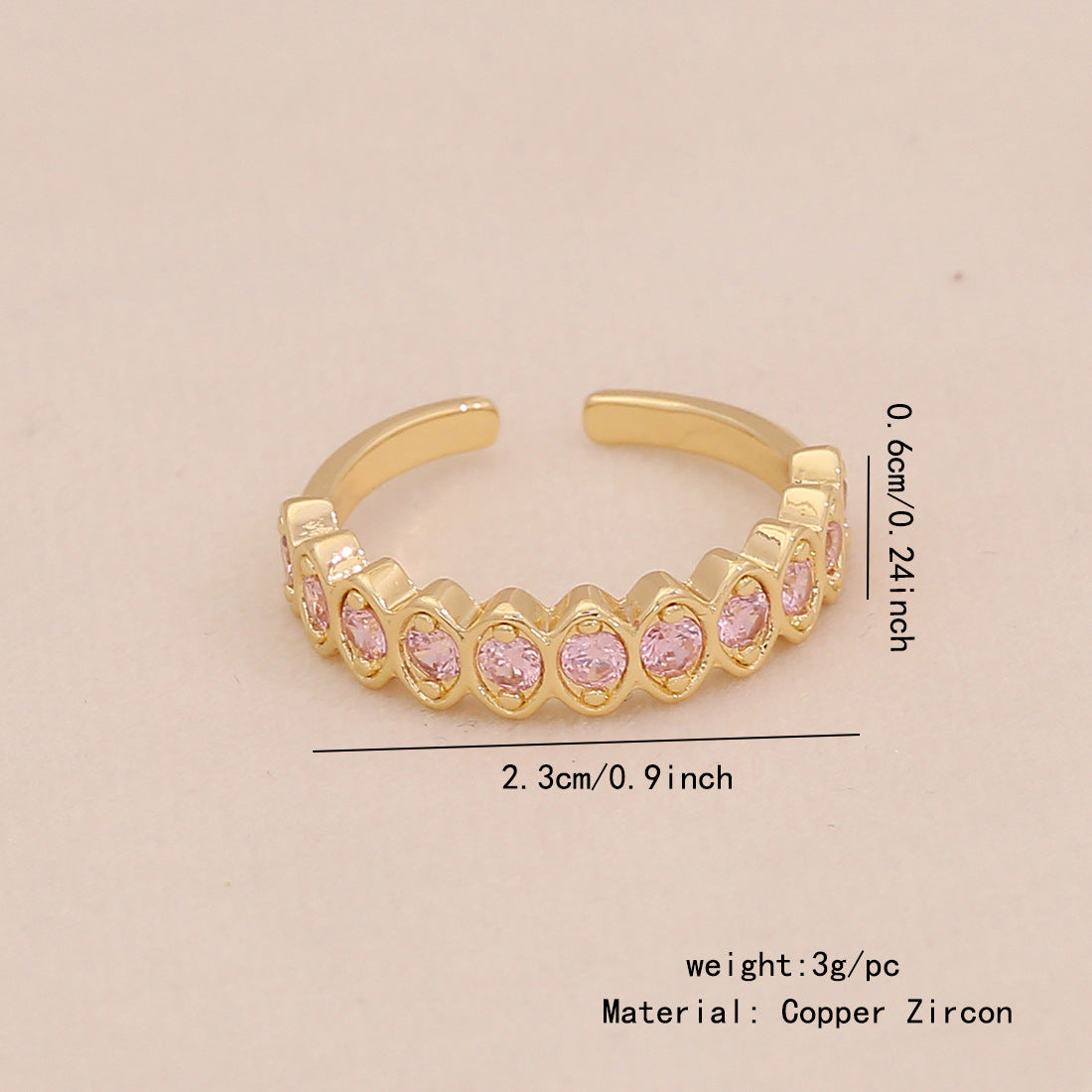 Fashionable Heart-Shaped and Bowknot-Designed Copper Ring with Cubic Zirconia Inlay for Women