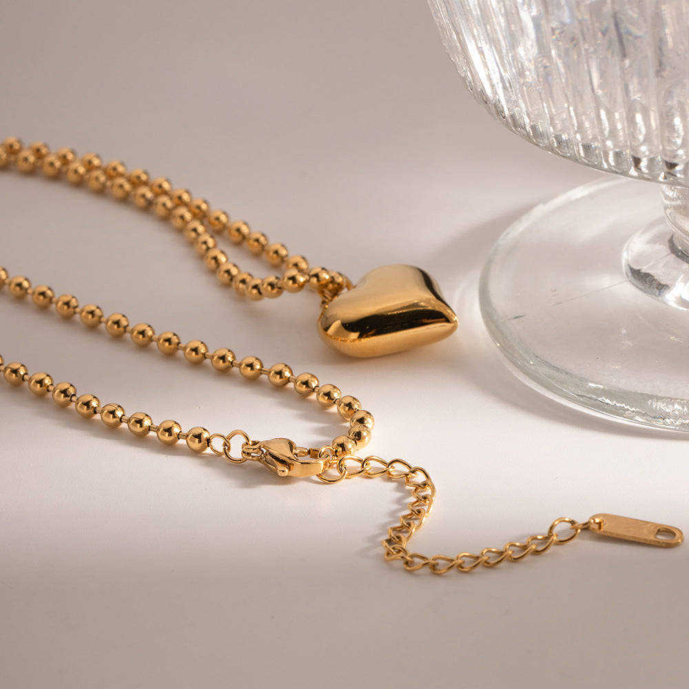 Vintage 18K Gold Plated Heart Stainless Steel Necklace for Women