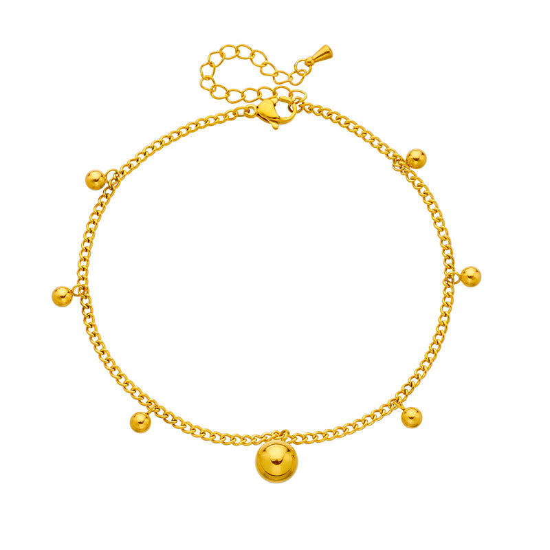 Cavigliera Minimalista Retrò Geometrica in Acciaio al Titanio Tono Oro da Donna