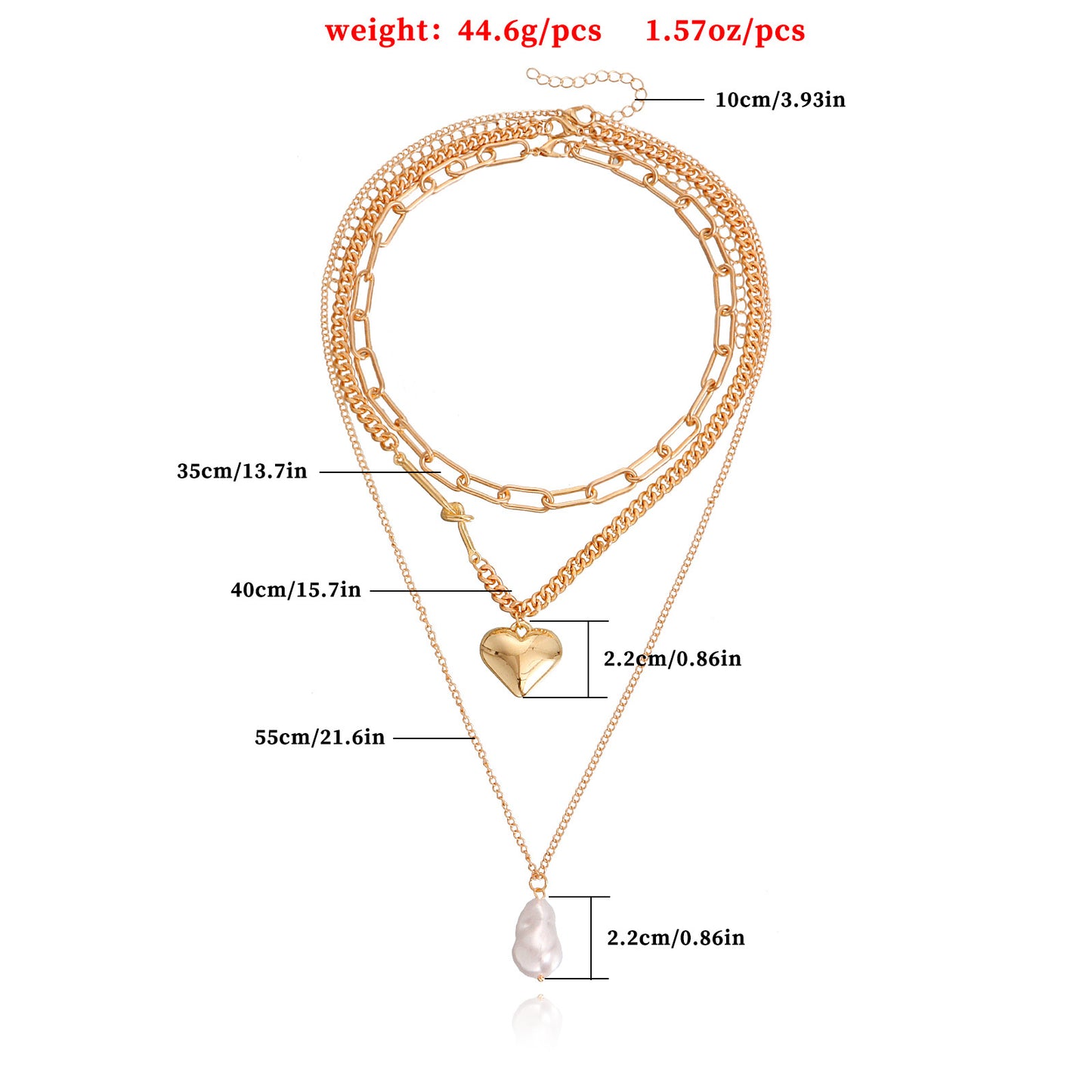 Minimalist Large Heart Pendant Necklace for Women Alloy Chain with Plated Finish