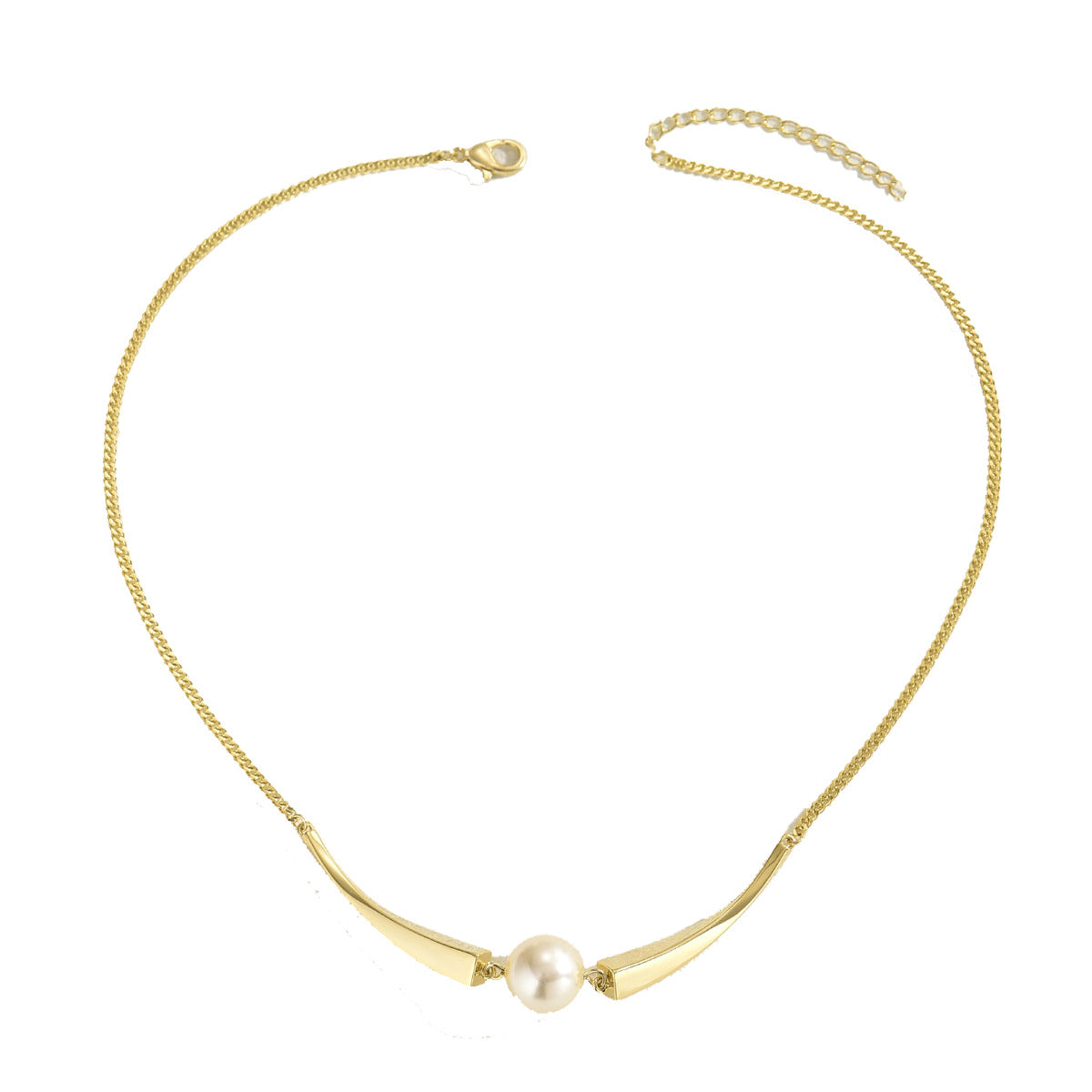 Collar con colgante geométrico minimalista para mujer con incrustaciones de nácar en cadena de cobre