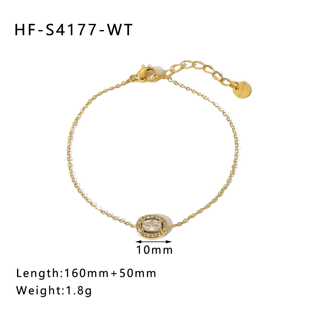 Bracciale da Donna Minimalista Geometrico a Forma di Girasole in Acciaio Inossidabile con Ciondolo a Cuore e Intarsio di Zirconi