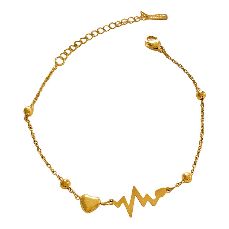 Minimalist Geometric Heart Titanium Steel Plated Bracelet Unisex