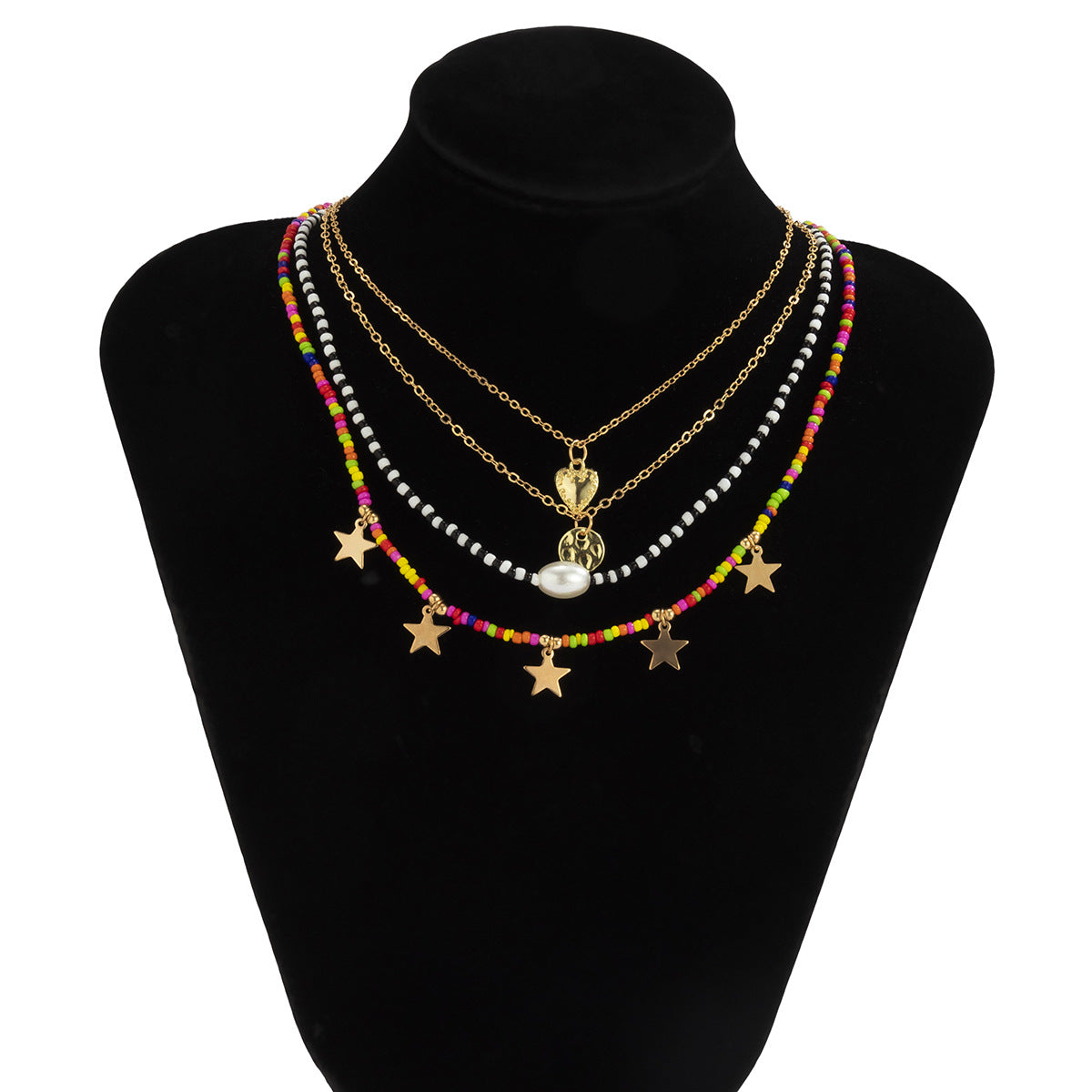 Collar de Resina en Forma de Corazón Estilo Vacaciones para Mujer con Colgante de Aleación Chapado en Oro y Cadena de Cuentas