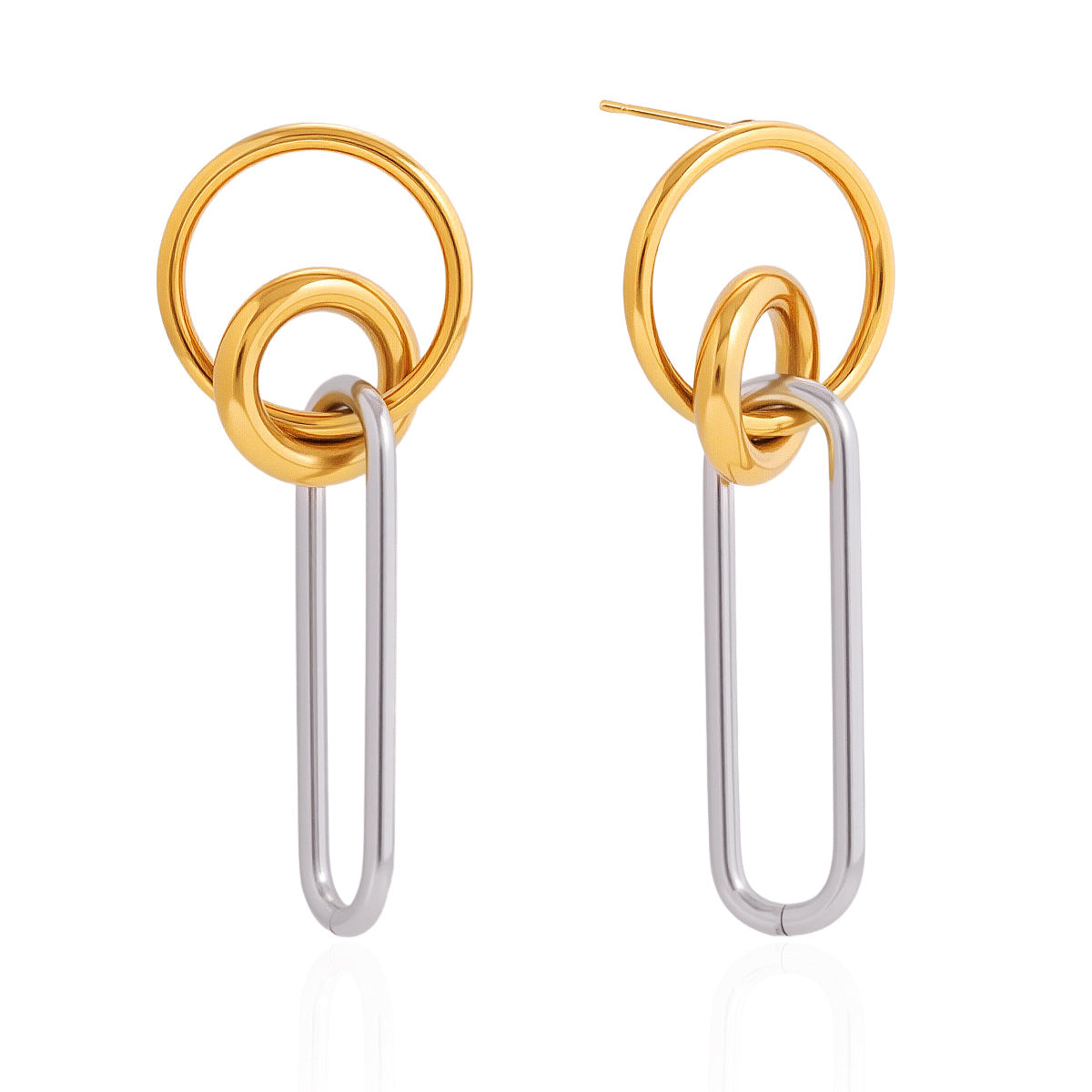 Elegant Minimalist Geometric Oval Stainless Steel 18K Gold Plated PVD Earrings for Women