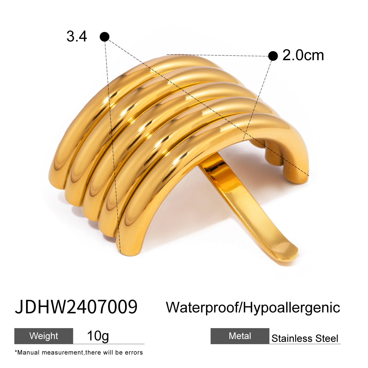 Pettine Minimalista Geometrico in Acciaio Inossidabile con Finitura Placcata per Acconciature Eleganti
