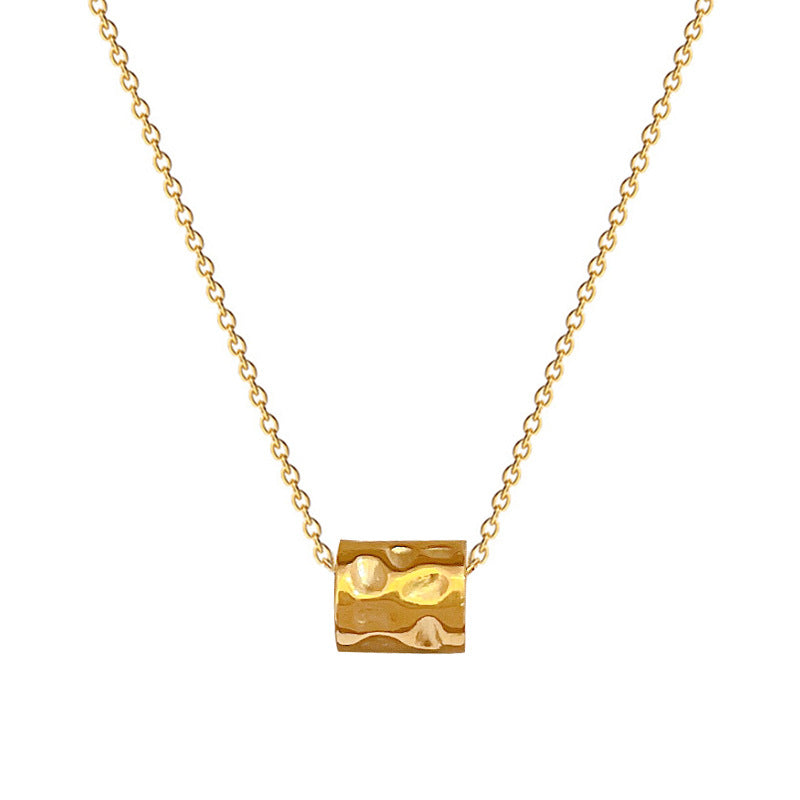 Minimalist Geometric Titanium Steel Plated Necklace for Women with Gourd Pendant and Clavicle Chain