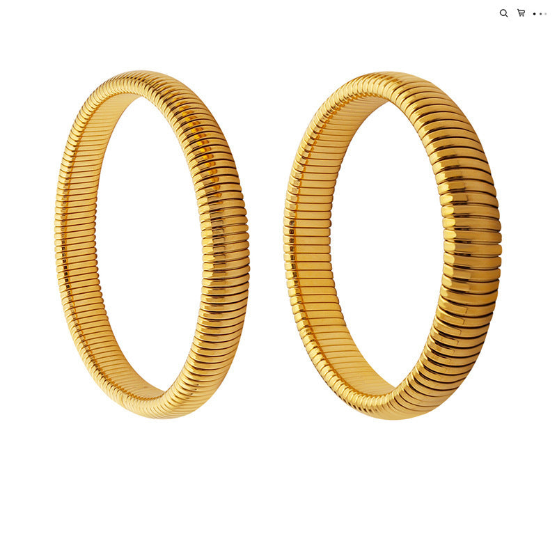 Bracciale a maglie Snake Minimalista in Acciaio al Titanio da Donna con Design Ovale Geometrico e Finitura Placcata