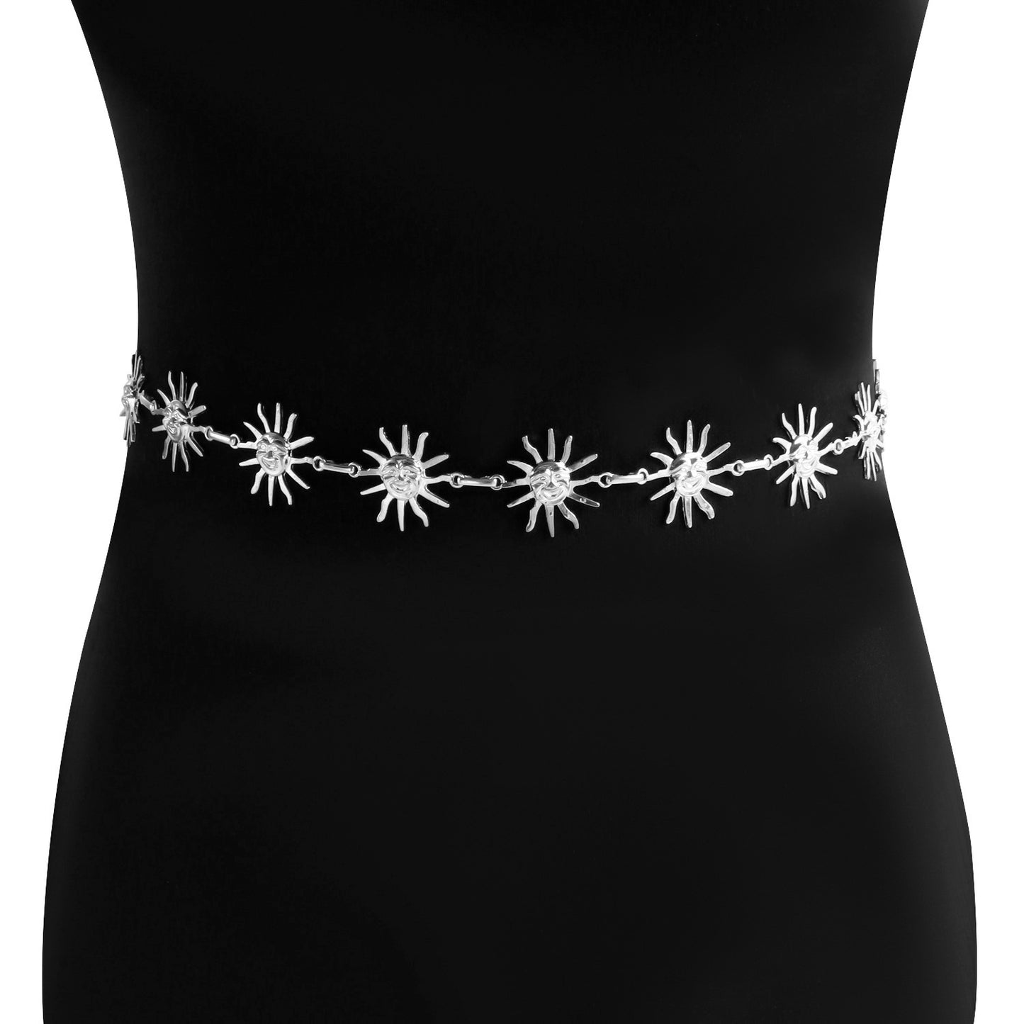 Casual Punk-Style Metal Smile Sun Waist Chain for Women Body Chain Accessory for Dresses