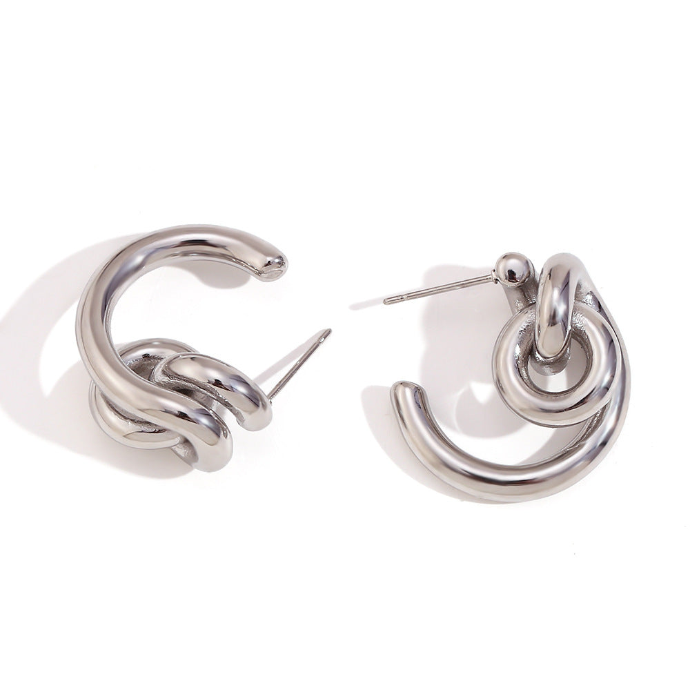 Orecchini a clip geometrici alla moda in acciaio inossidabile placcati oro 18K da donna
