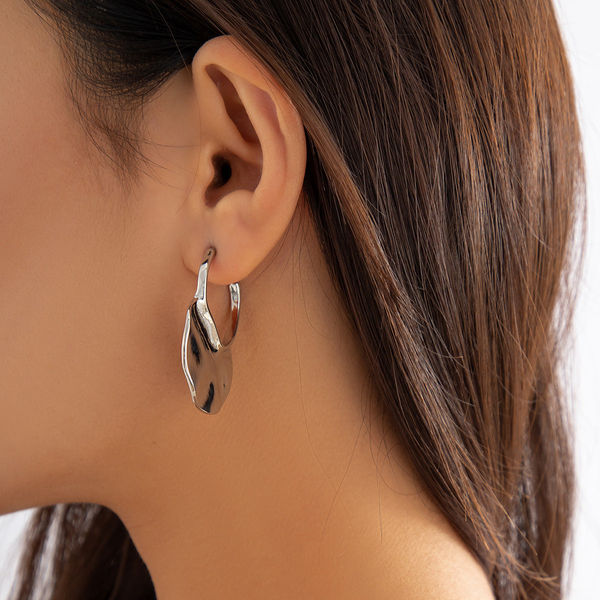 Geometric Textured Liquid Wave Earrings in Alloy with Electroplated Finish for Women