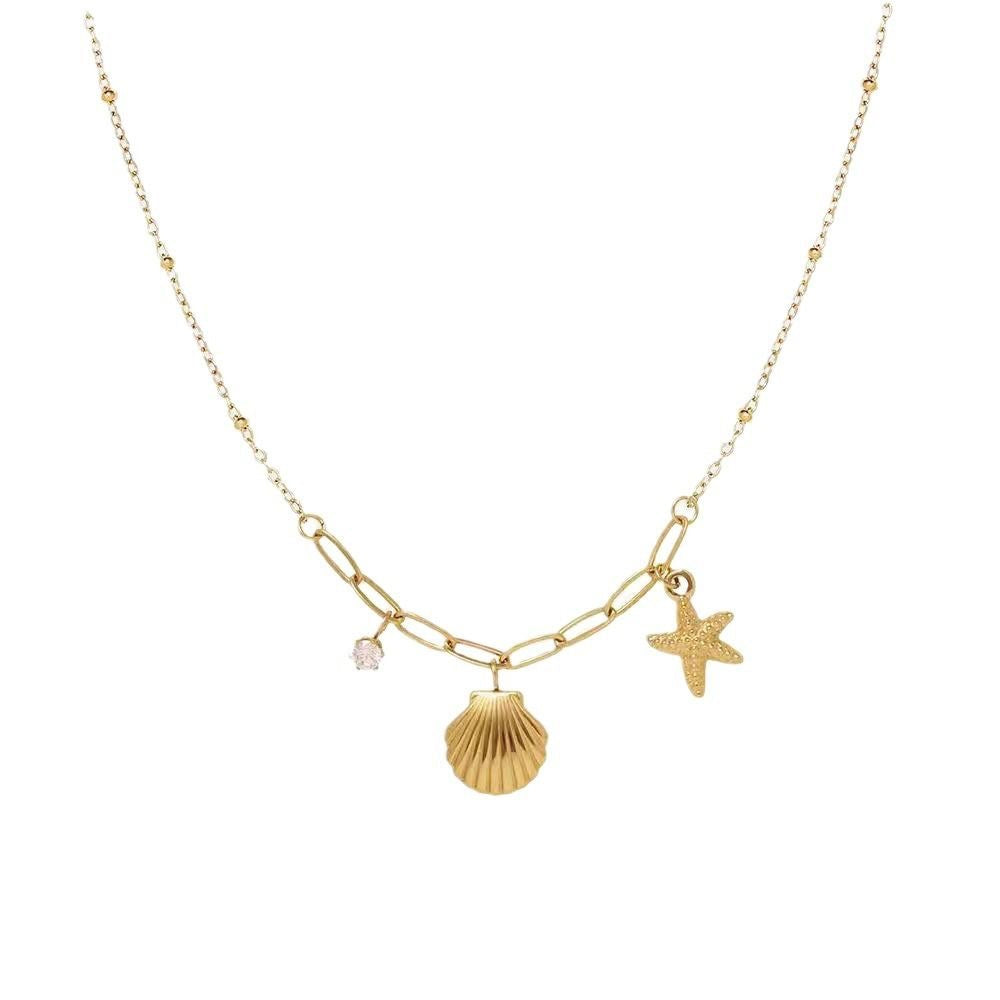 Minimalist Luxury Gold Plated Titanium Steel Star Pendant Necklace for Women