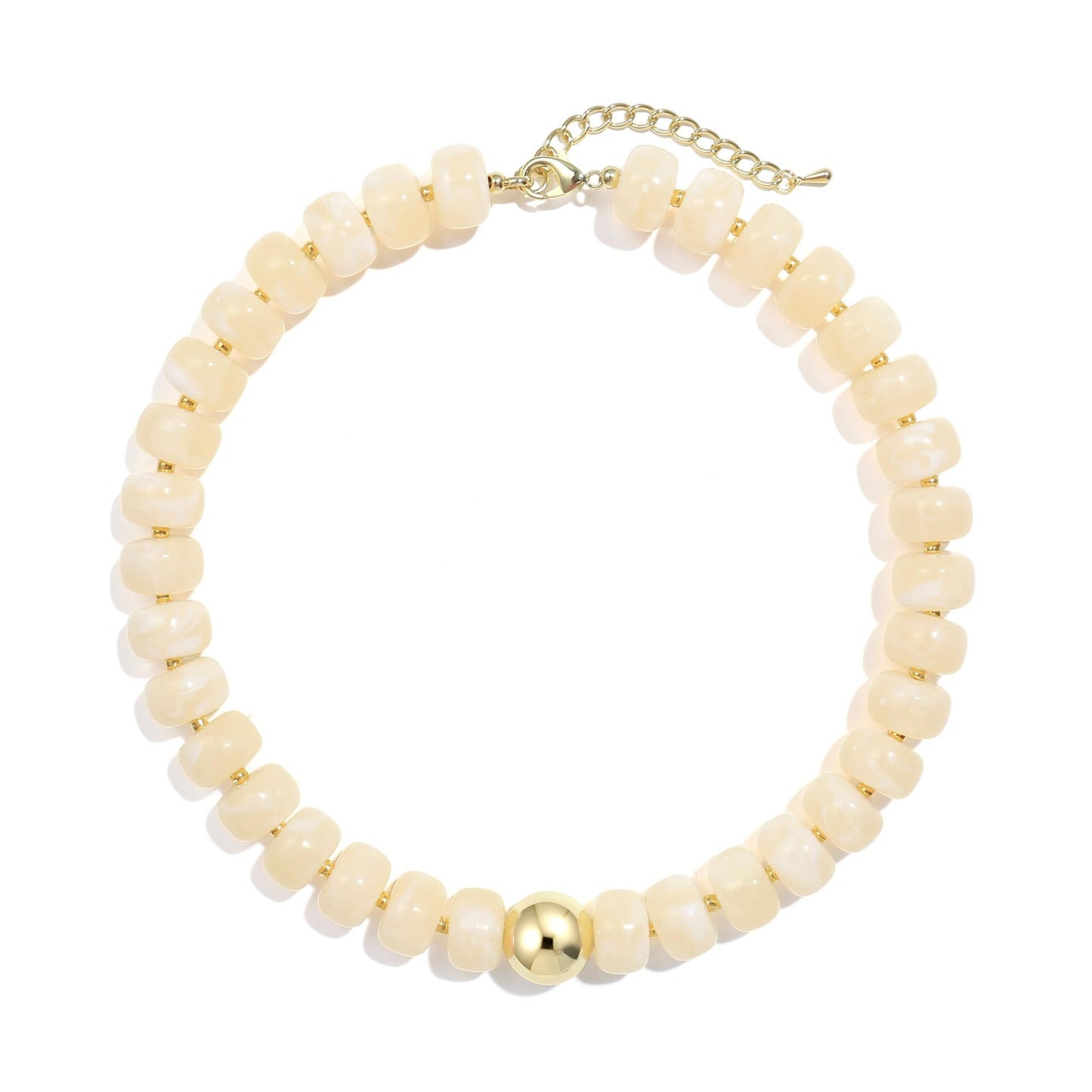 Casual Geometric Round Resin Acrylic Beaded Necklace for Women