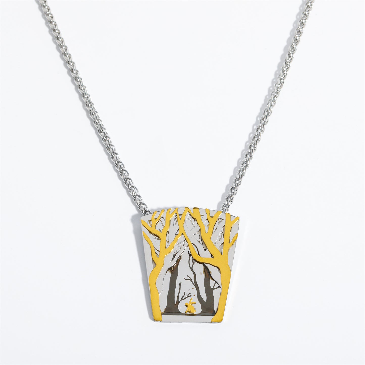 Vintage Bird Pendant Necklace for Women and Men in Stainless Steel with Titanium Steel Charm and Electroplated Finish on O-Chain