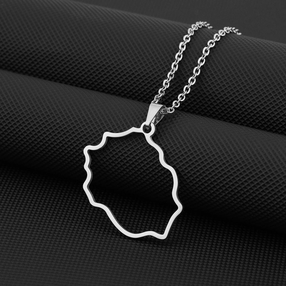 Collana con Pendente Vintage Etnico Geometrico in Acciaio al Titanio con Finitura Placcata Unisex, Stile O-Chain