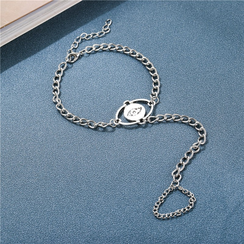 Geometric Zinc Alloy Finger Chain Bracelet for Women