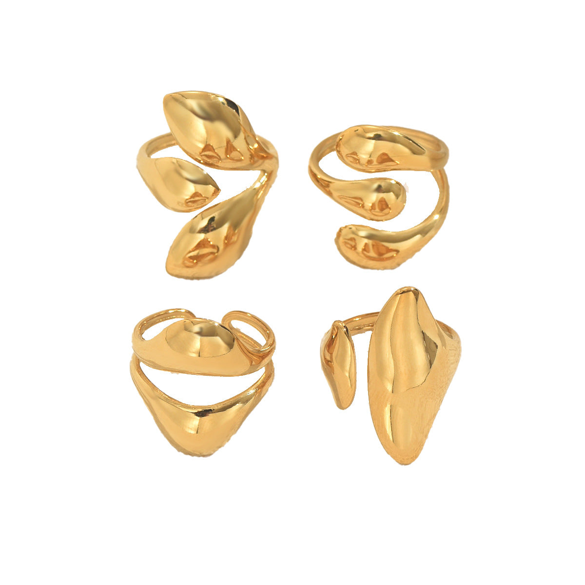 Geometric Twist Line Design Ring Set in Zinc Alloy with Plated Finish for Women