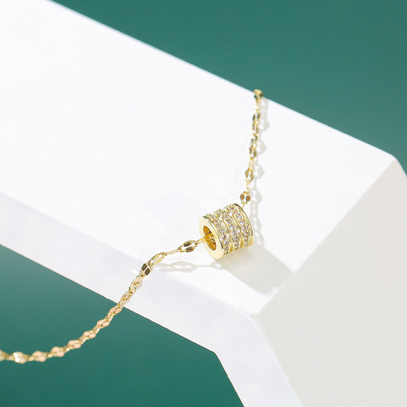 Minimalist Waist-Shaped Titanium Steel Plated Necklace with Rhinestone Accents for Women