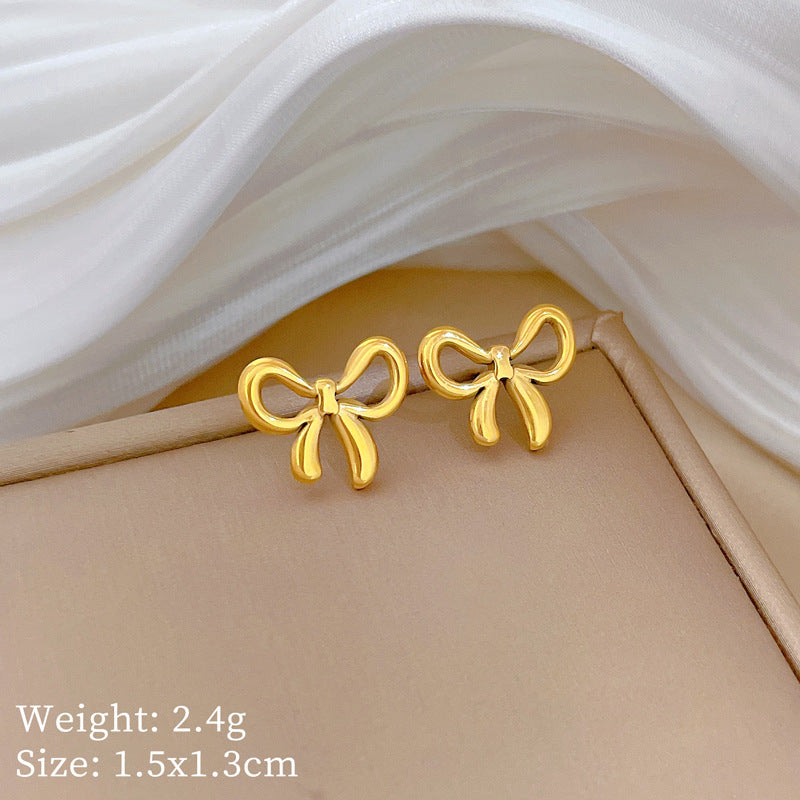 Minimalist Sweet Geometric Titanium Steel Plated Stud Earrings