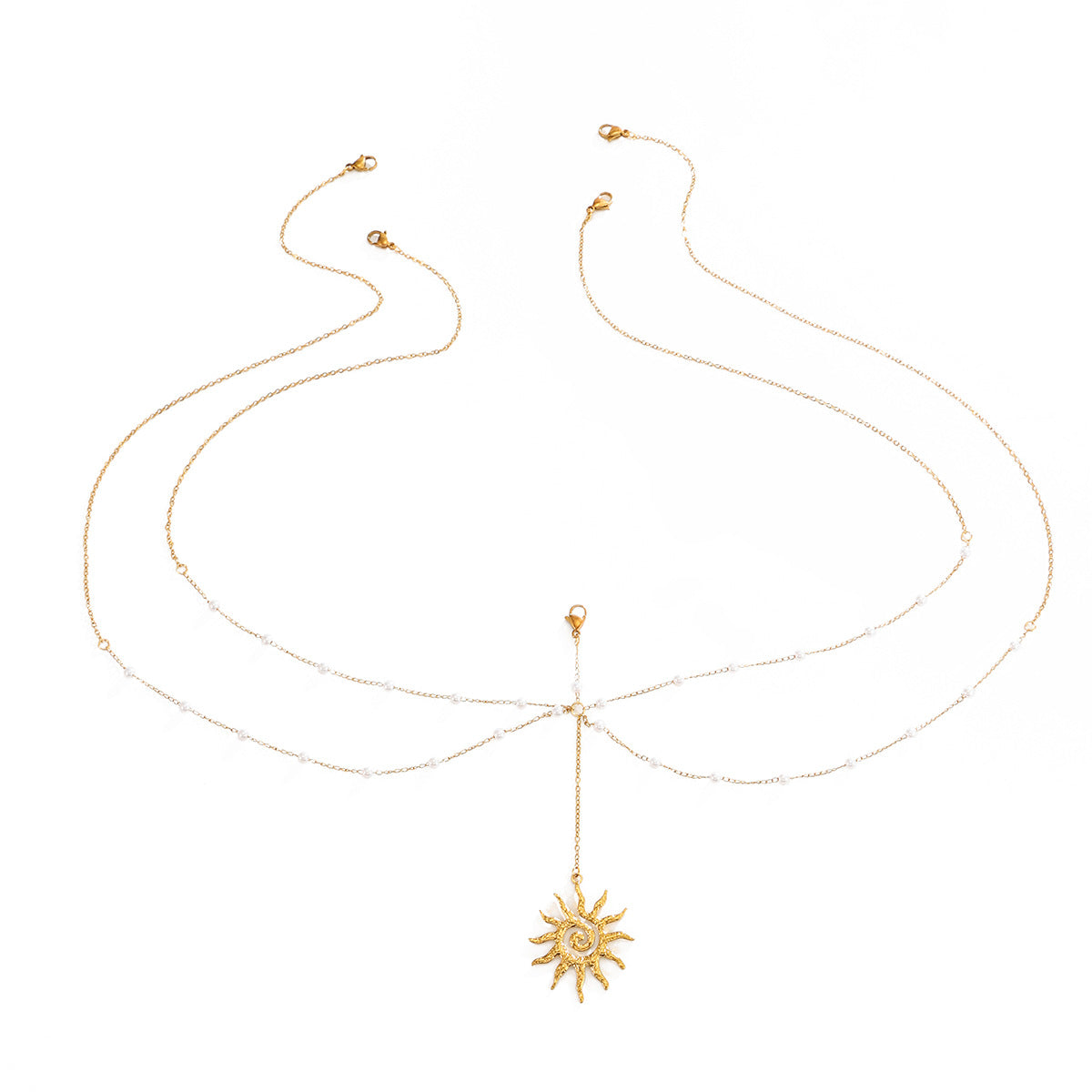 Fashion Stainless Steel Polished Sunflower Pearl Body Chain for Women