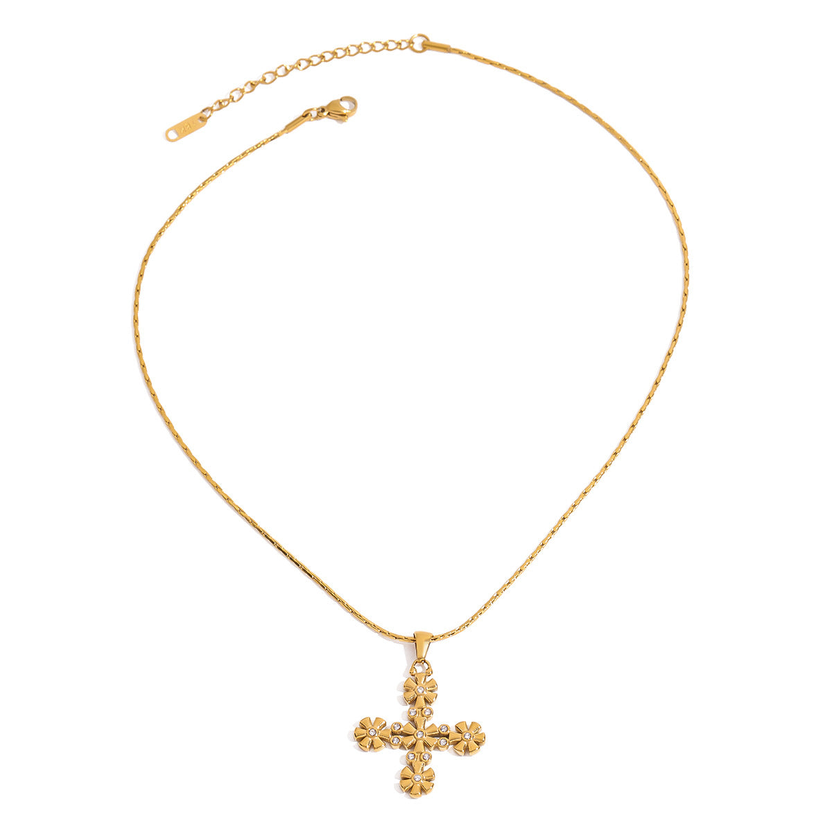 Minimalist Geometric Cross Plated Titanium Steel Pendant Stainless Steel Necklace for Women