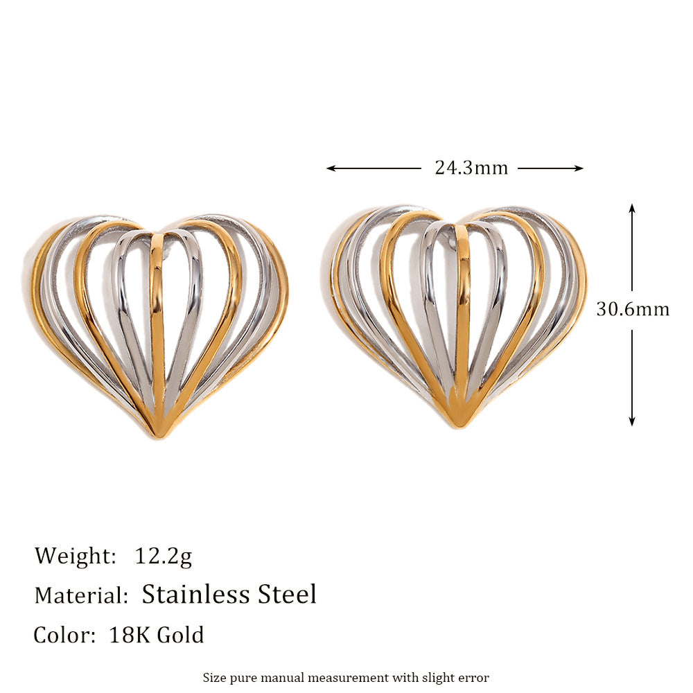 Orecchini minimalisti geometrici da donna in acciaio inossidabile placcato oro 18K con design a petalo plissettato irregolare