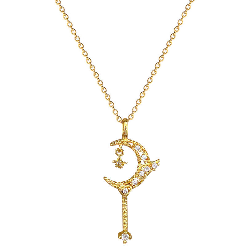 Collana pendente minimalista con luna crescente e stella con catena in acciaio inossidabile per donna e uomo