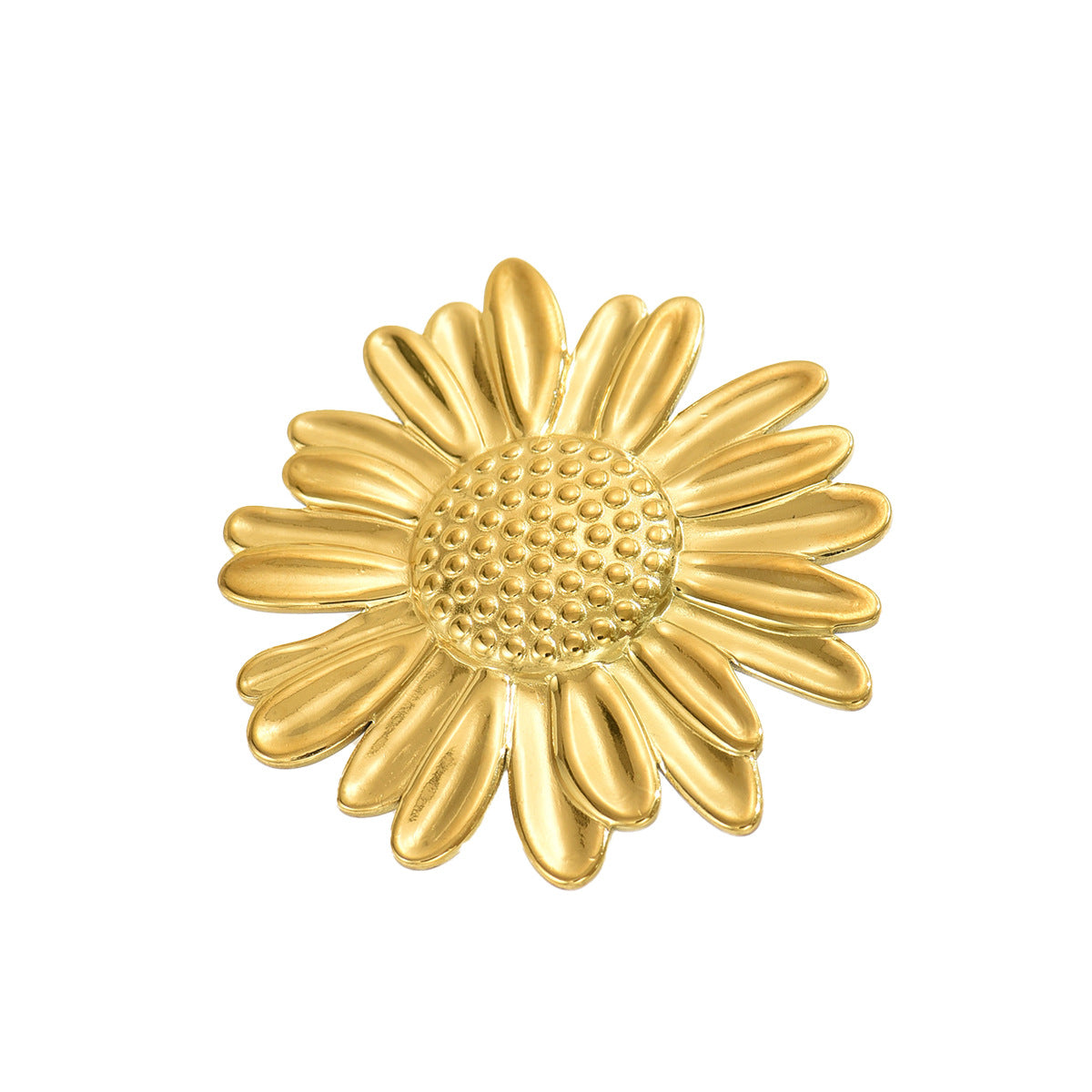 Anillo abierto de aleación de zinc chapado en oro de 18 quilates con diseño geométrico de girasol para mujer