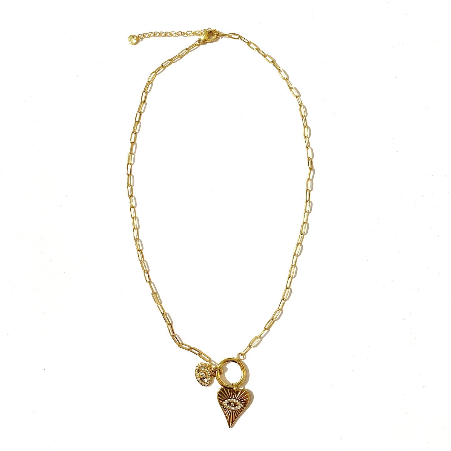 Unique Heart Evil Eye Stainless Steel Necklace