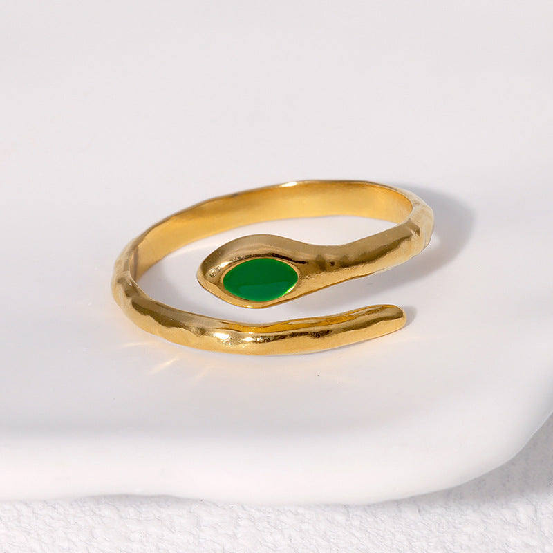 Personalized Snake Shaped Gold Plated Stainless Steel Ring for Women