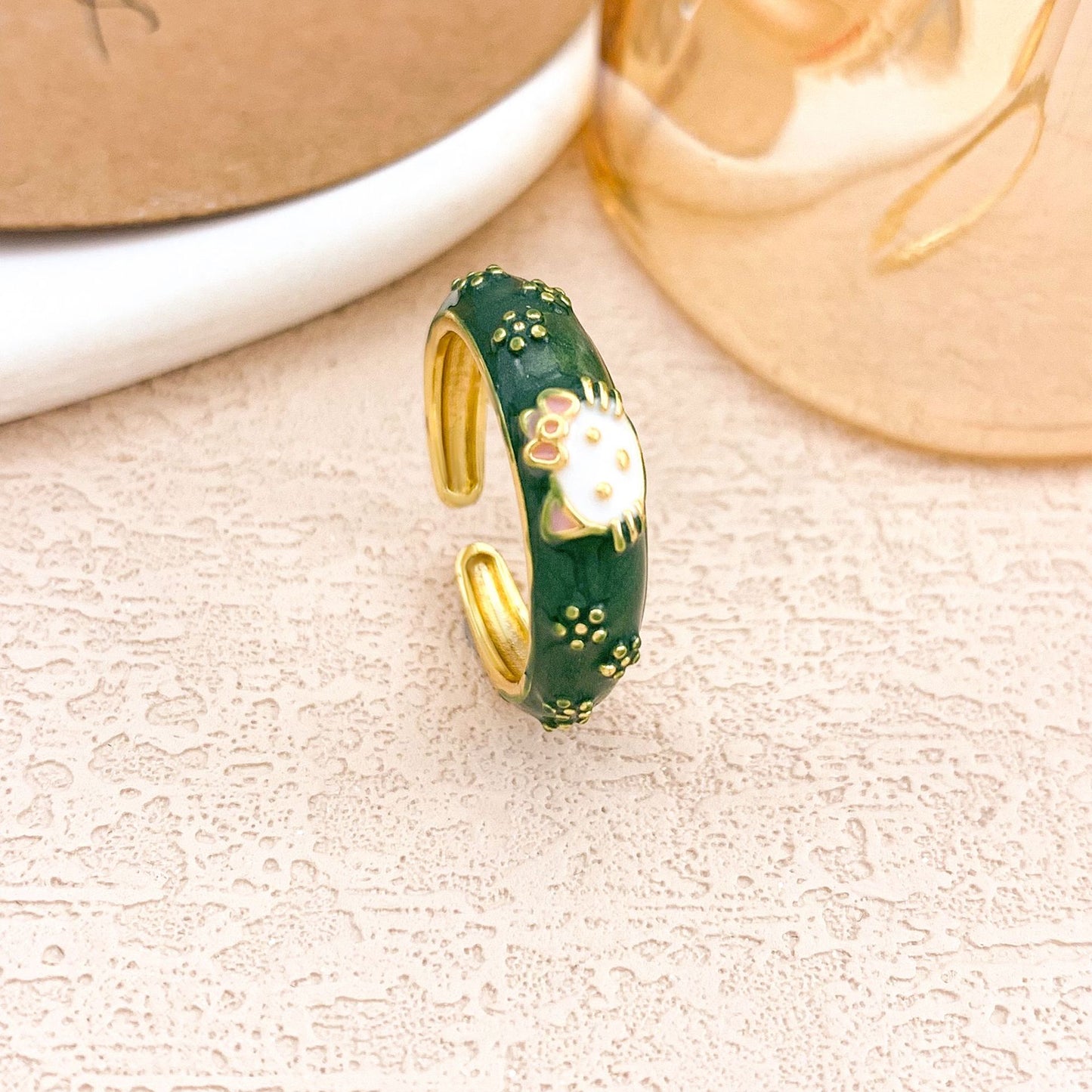 Anello da donna placcato oro con lega a fiori dolci