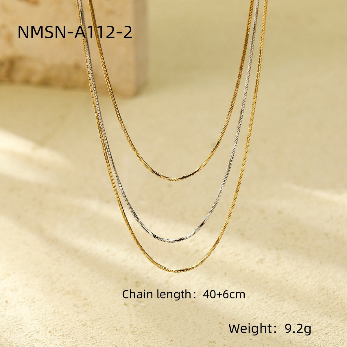 Collana a Catena Serpente Geometrica Minimalista in Acciaio Inossidabile per Donna con Ciondolo in Acciaio al Titanio Placcato Oro 18K