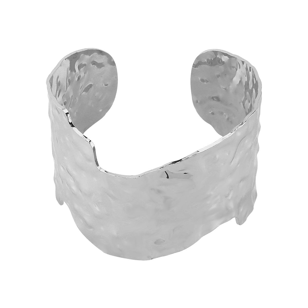 Pulsera Ancha Geométrica Minimalista Texturizada con Acabado Galvanizado para Mujer