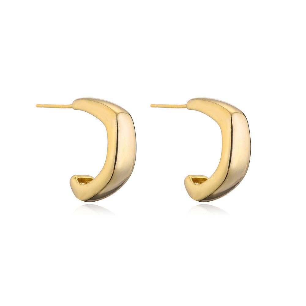 Minimalist Geometric Earrings in Copper with 14K Gold Plating and 925 Sterling Silver Posts for Women