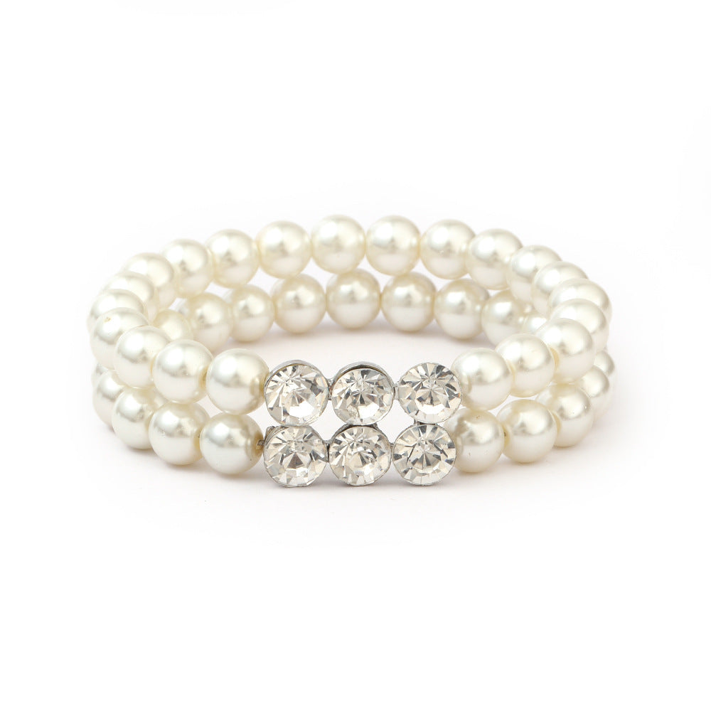 Set di gioielli personalizzati con perle finte, con ciondolo in lega a stella e luna, collana con catena a maglie, orecchini e bracciale per donna
