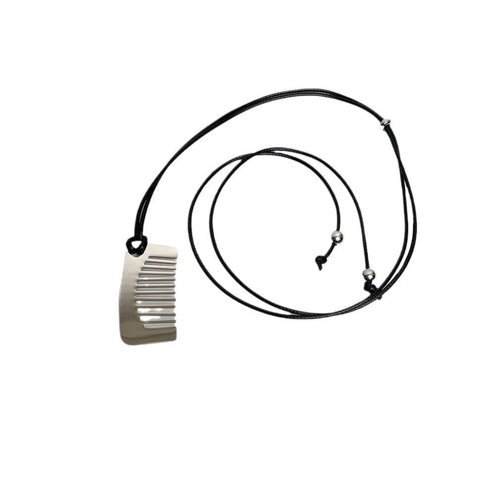 Casual Titanium Steel Plated Comb Pendant Necklace for Unisex