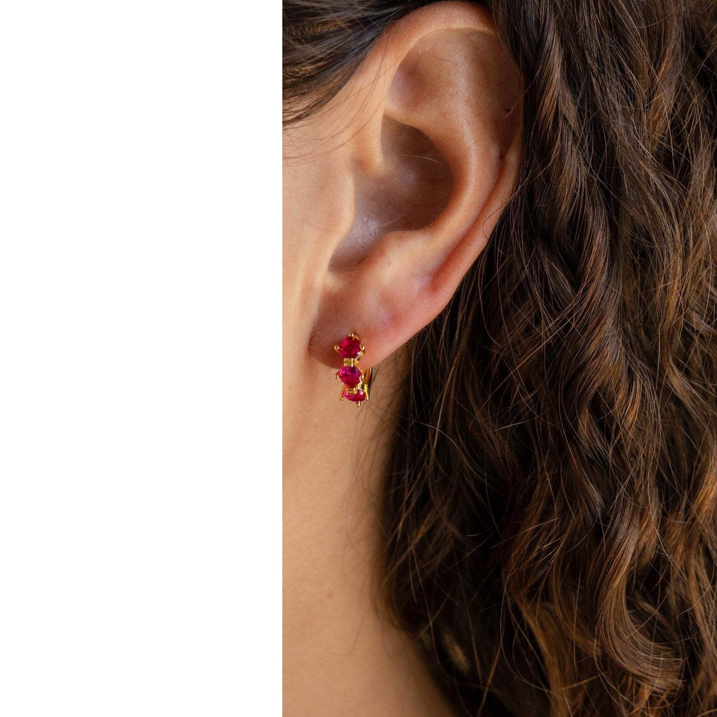 Minimalist Geometric Birthstone Stud Earrings for Women with 18K Gold Plated Copper Base and Vacuum Electroplating