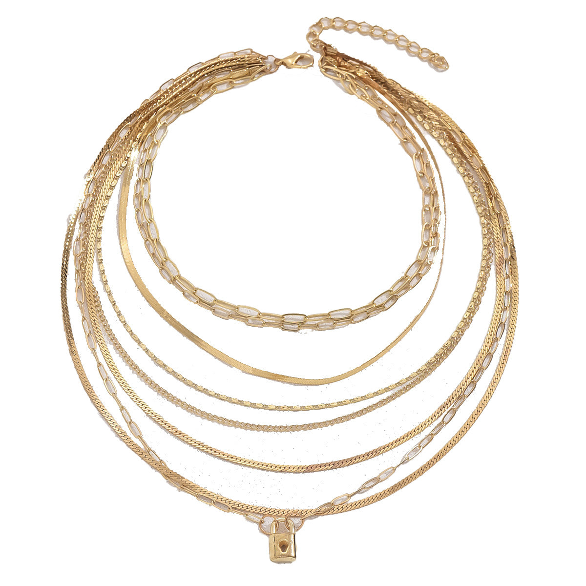 Collar Colgante Geométrico en U de Lujo Minimalista para Mujer con Cadena de Aleación de Zinc y Acabado Electrochapado