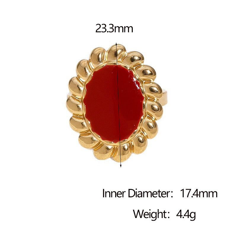 Anello Aperto Girasole Minimalista Placcato Oro 18K in Acciaio Inossidabile, Gioielli Floreali Geometrici da Donna
