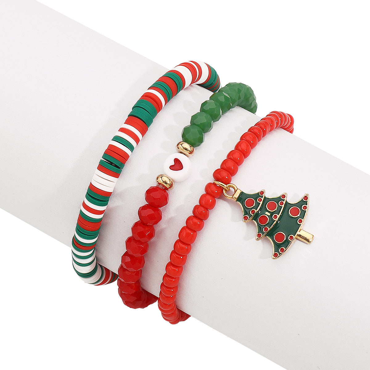Conjunto de pulseras hechas a mano con temática navideña, con colgante de Papá Noel, de arcilla polimérica y aleación, diseño de copos de nieve, regalo navideño unisex