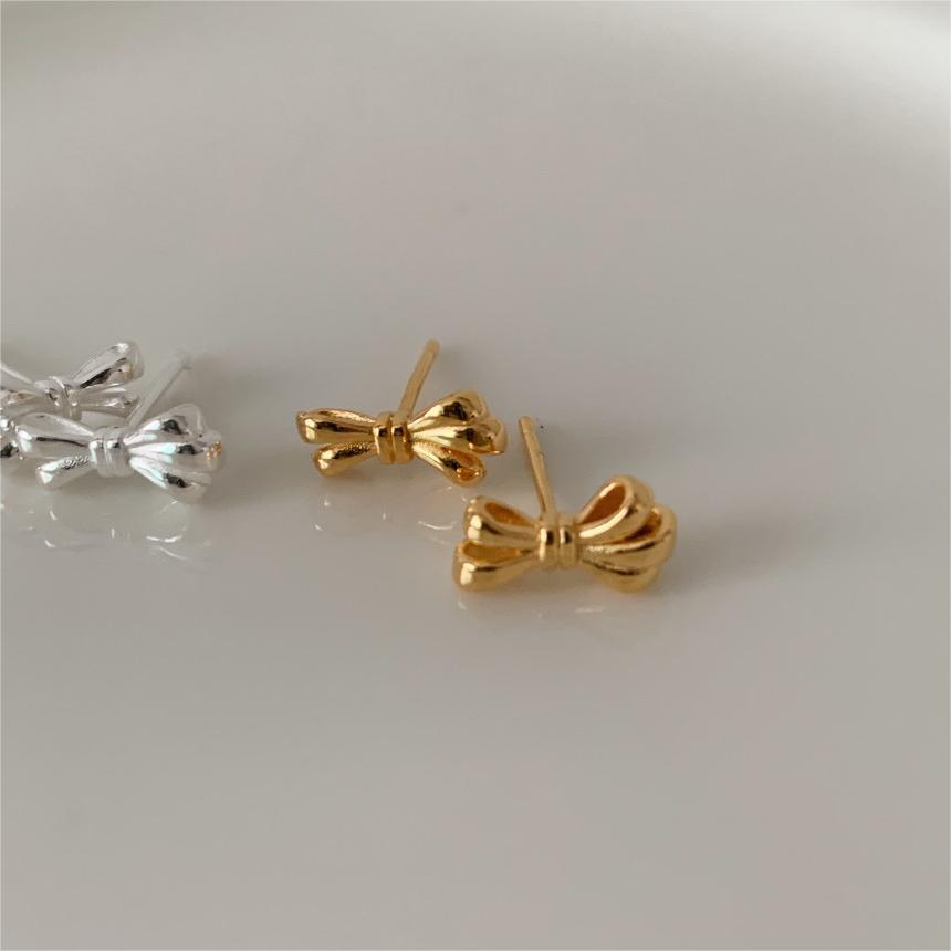 Orecchini a fiocco minimalisti in argento sterling 925 placcato oro