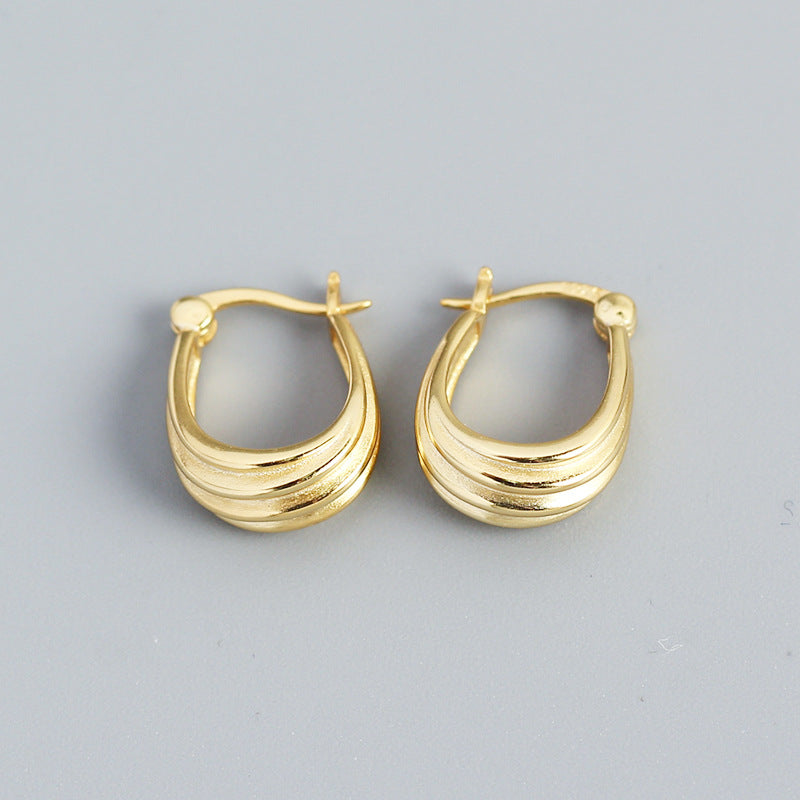 Orecchini a cerchio placcati in argento sterling 925 a spirale geometrica