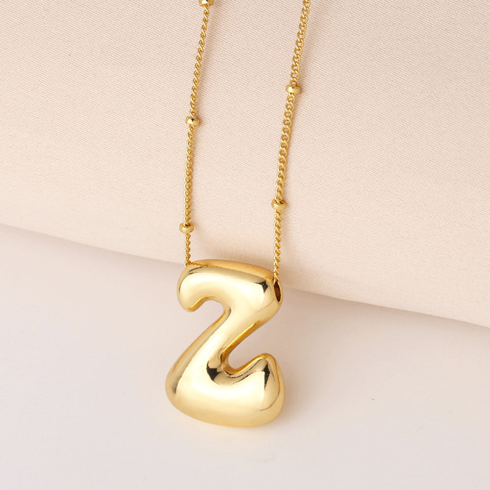 Minimalist Gold Plated Brass Letter Pendant Necklace Cable Chain Unisex Jewelry