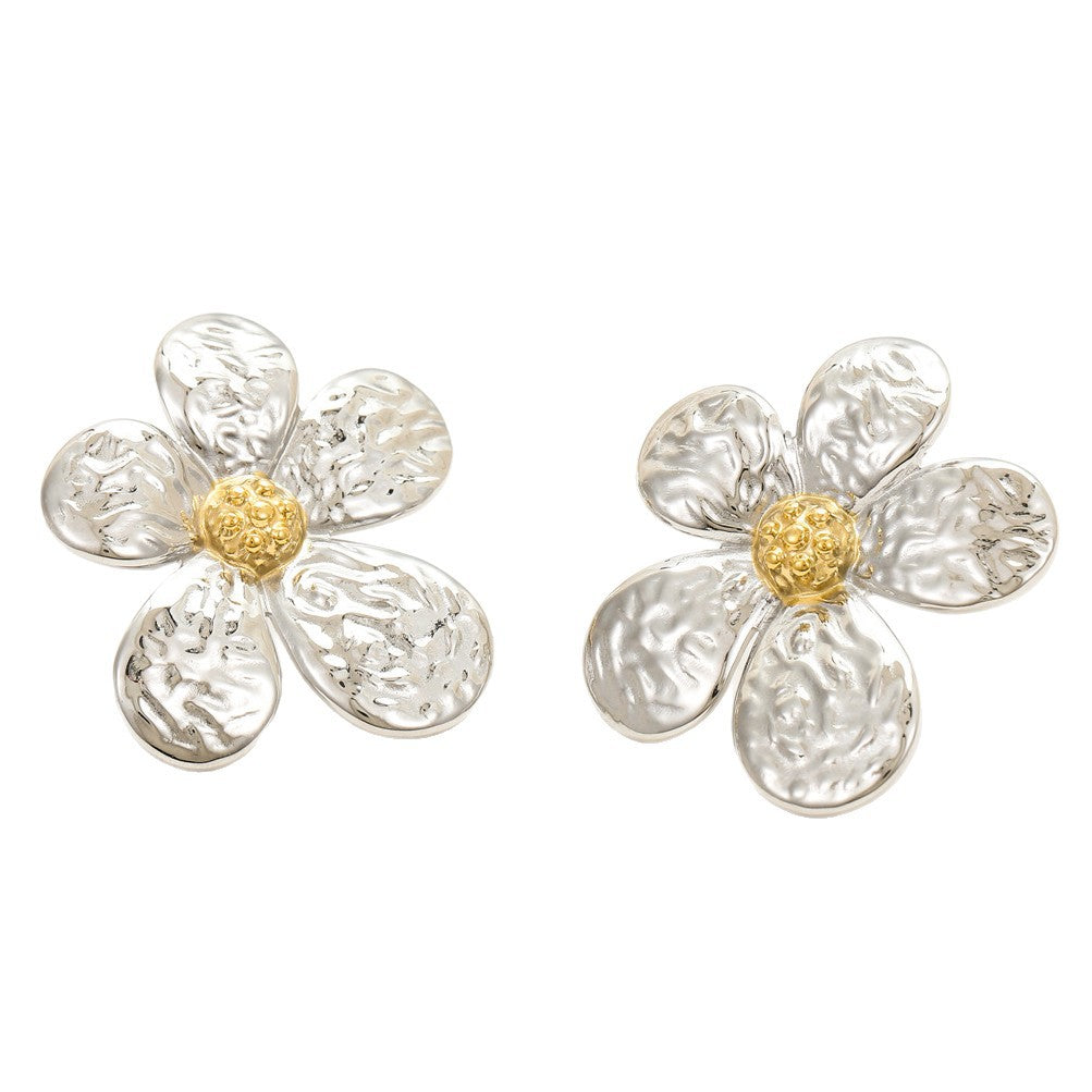 Orecchini da Donna a Cinque Petali Floreali alla Moda in Acciaio Inossidabile con Placcatura in Oro 18K